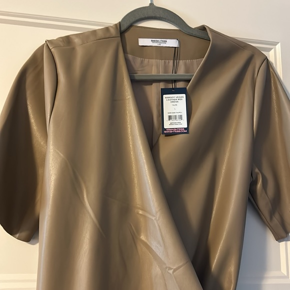 NWT gorgeous soft Margot vegan leather midi wrap dress - Picture 3 of 4